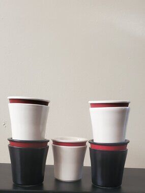 Vintage IKEA Ceramic Lidded Tea Mug Set/ Modernist Pottery/ Hot Beverage Cup